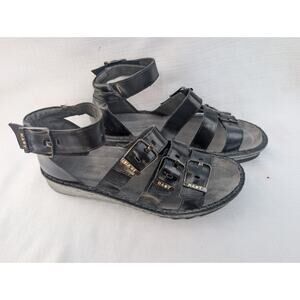 Noat Womens Begonia Strappy Sandals 39 US 8-8.5 Black Madras Leather Adjustable